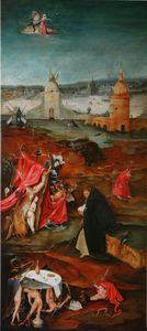 BOSCH -Tentation de St Antoine Tryptique Panneau 3 - 99x45 cm