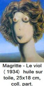 Magritte- Le Viol (1934), huile sur toile,25x18 cm, coll pa