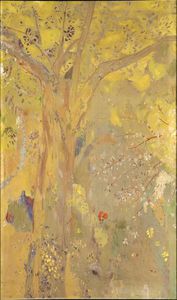 Odilon Redon un arbre sur fond jaune