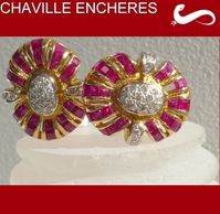chaville encheres BOUCLES OREILLES RUBIS DIAMANTS
