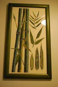 Bambou sur toile de lin