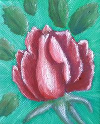 Bouquets fleurs roses : Miniature Rose déclose tableau huile sur toile F. Claire - Claire Frelon artiste peintre profesionnel en Morbihan - Bretagne - France - galerie de peinture