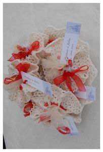 Sachets à dragées en crochet rouge et blanc 1 Brin 2 Folie