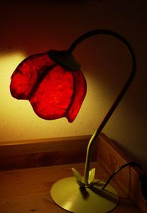 Lampe papier - fleur rouge
