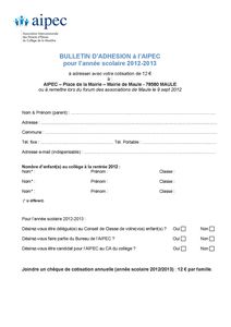 adhésion 2012-2013