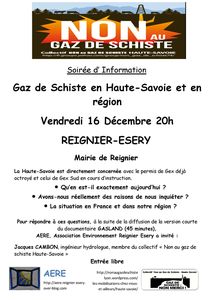 Affiche Reu publique Reignier 16 déc.Gaz de schiste
