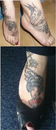 tatouage pied geisha