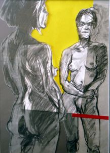 3-Face à face. 2012, encre et papier collé sur calque, 70