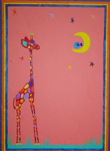 La Girafe, l'Oiseau et la Lune Toile acryl-copie-2