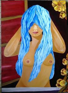 Portrait de femme : Le regard des autres tableau huile sur toile F. Claire - Claire Frelon artiste peintre professionnel en Morbihan - Bretagne - France - galerie de peinture