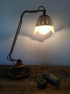 lampe à poser, rouille, récup, atelier bois d'âme