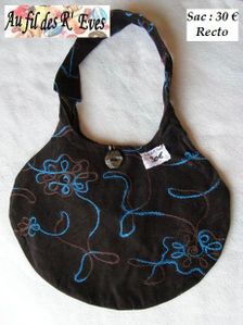 sac tete chat marron fleurs bleues recto
