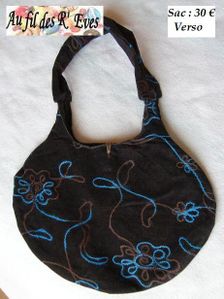 sac tete chat marron fleurs bleues verso