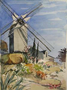 le moulin de Sannois aquarelle de Dan-Robert