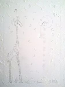 La Girafe, l'Oiseau et la Lune Toile acrylique, sty