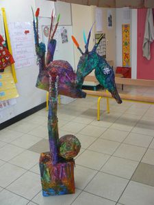 Oiseaux en papier mâché