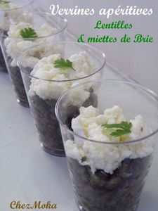 Verrine festive lentille brie