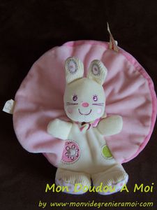 doudou LAPIN rose plat rond my baby Nicotoy (1)