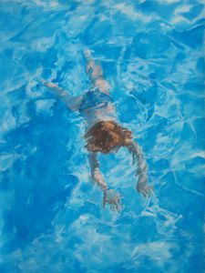 El+®ment eau - s+®rie baigneurs - acrylique et huile sur
