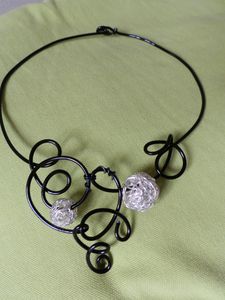 Collier alu noir et argent