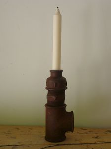 bougeoir, candlestick, récup, plomberie, bougie, rouille,