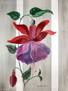 Fleur De Fuschia Peinture Acrylique Sur Toile 3ox4o Marie José