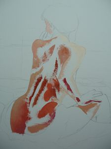 pas à pas n°2 femme nue peinture à l'huile au couteau bausmayer jf