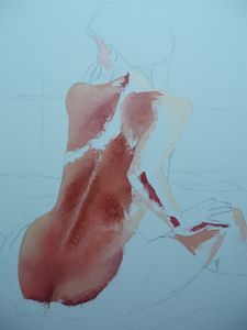 pas à pas n°3 femme nue peinture à l'huile au couteau bausmayer jf