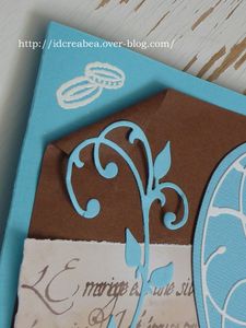 Carte mariage marron et turquoise coeur (3)