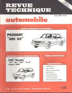 RTA 441 – Peugeot 305 – Evolution Fiat Panda – Fév1984