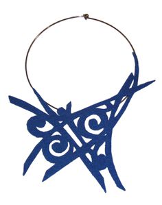 Collier feutrine ajourée bleu