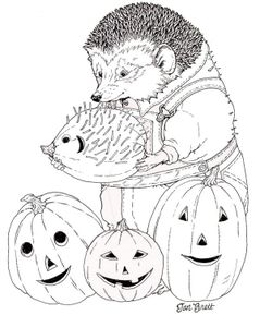 hedgie carves a pumpkin coloring page