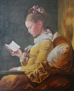 Manon (à la manière de la liseuse de Fragonard) - 65 x 54 cm