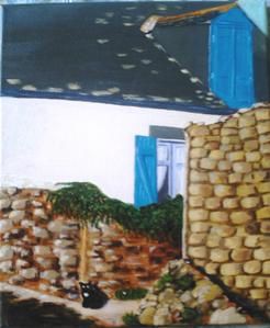Voyage - Bretagne Egypte Chine Italie : Sur l'Ile de Groix tableau acrylique sur toile F. Claire - Claire Frelon artiste peintre profesionnel en Morbihan - Bretagne - France - galerie de peinture