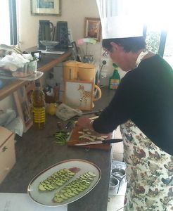 Nicole - écailles de courgettes - cours et ateliers de cuisine avec un cuisinier professionnel en Morbihan