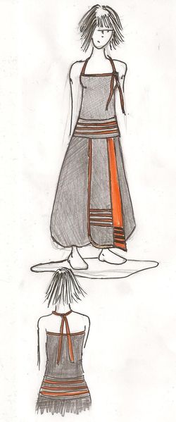 dessin robe sarouel