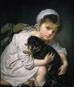 Jean-Baptiste Greuze, Une jeune enfant qui joue avec un chi