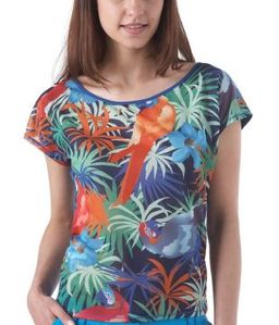 t-shirt-imprime-perroquets-imprime-vert-PROMOD 16.95