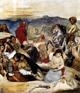 Delacroix Eugene - Massacre de Chio - Etude aquarelle - v 1