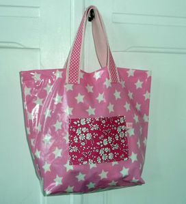 sac toile cirée rose etoile