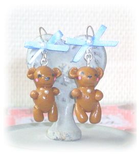 boucles d'oreilles oursons fimo