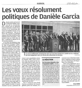 La Provence : Les voeux résolument politique de Danièle Garcia La Provence : Les voeux résolument politique de Danièle Garcia