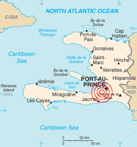 Lage des Epizentrums des Erdbebens von Haiti 2010 Lage des Epizentrums des Erdbebens von Haiti 2010