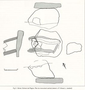 Dolmen de la Plagne à Génat (croquis)