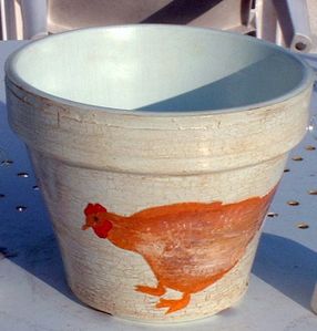 cache-pot poule craquelé