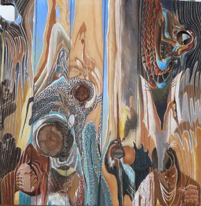 11. La Source et la Caverne. 53x53cm. Acrylique sur lambris