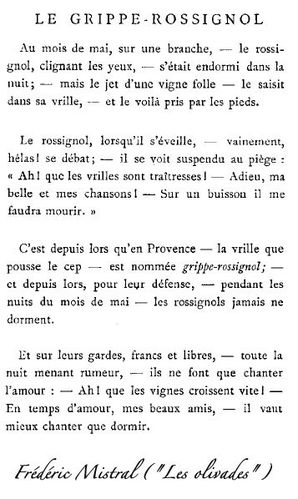 Le Grippe Rossignol Frédéric Mistral