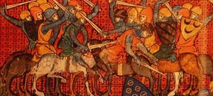 combat de chevaliers en Terre Sainte (fin XIIe siècle)