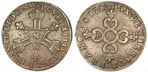 Six Deniers Louis XIV 1712 N frappe médaille2