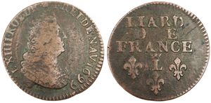 Liard Louis XIV 1699 sur 1669 L couronnée